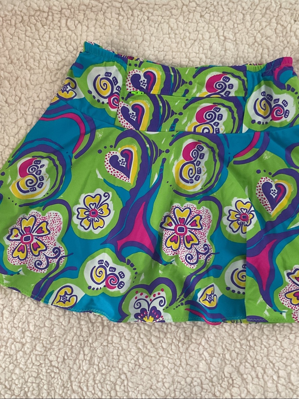 Bright Green Floral Circle Sparkle Skirt - Multicolor Print